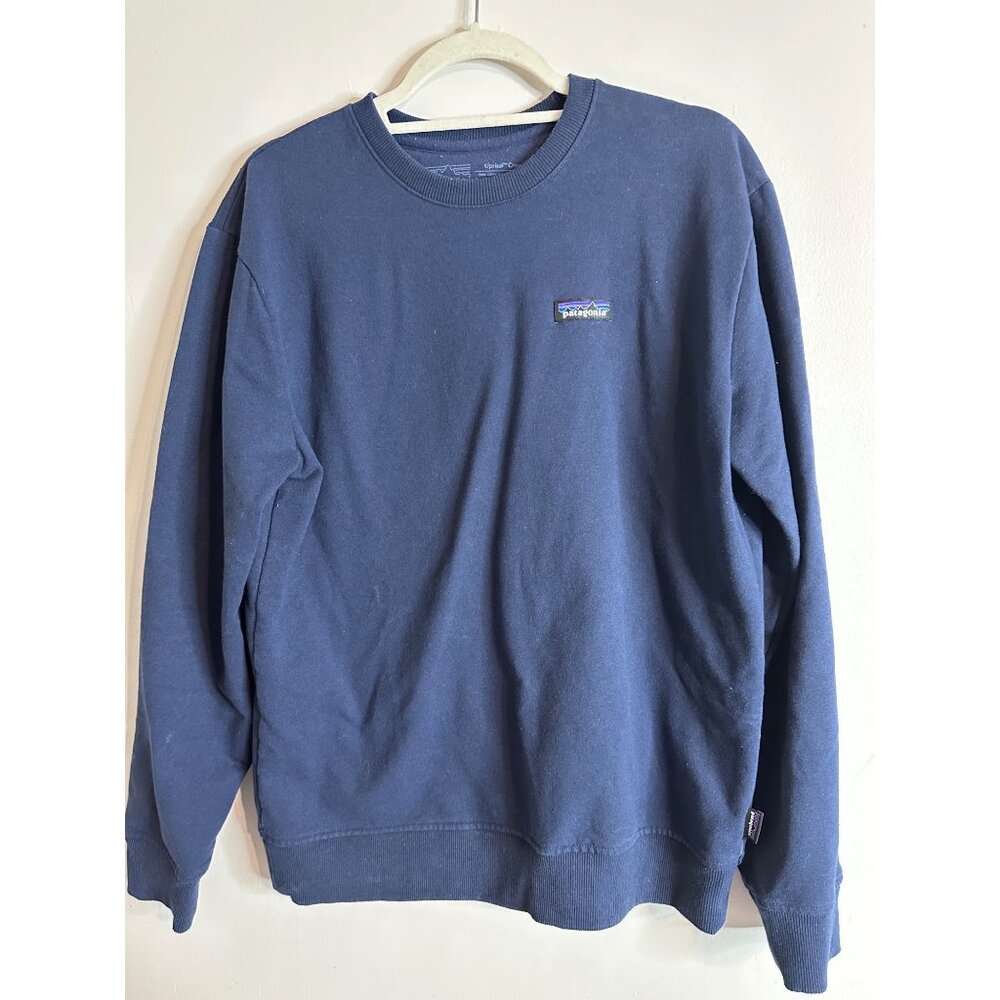 Patagonia Uprisal Crew Sweatshirt Mens M Navy Logo Recycled Cotton Worn Wear
